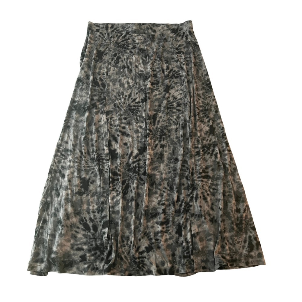 Torrid Grey Black Tie Dye Crushed Maxi Skirt Side Slit Plus Size 2X (1000)